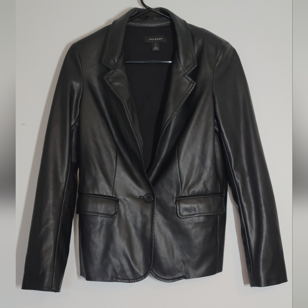Halogen Faux Leather Blazer